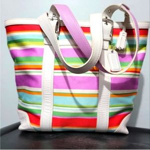 Coach Hampton Striped Multicolor Tote Purse